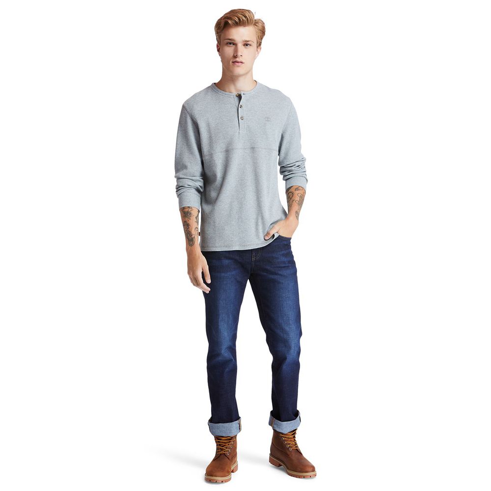 Camasi Timberland Barbati Gri - Wharf River Waffle-Knit Henley - Romania - BYKFEN150